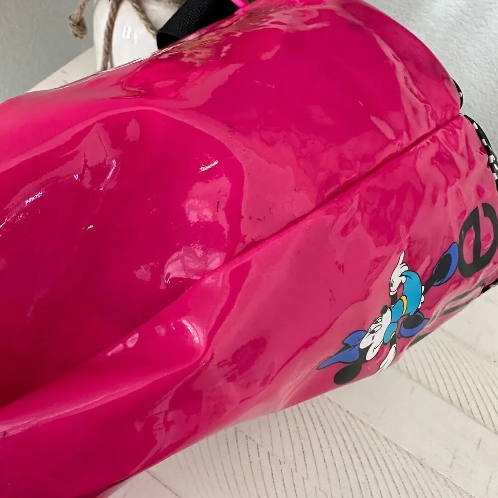 Vintage‎ 90s Pyramid Disney Duffle Drawstring Hot Pink Minnie Mouse Bag Vinyl